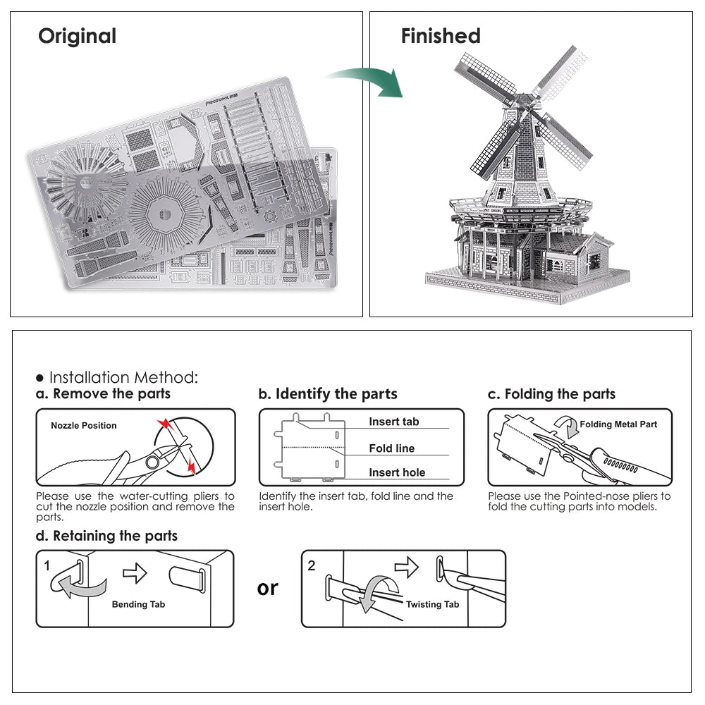 3D Metall-Puzzle - Holländische Windmühle