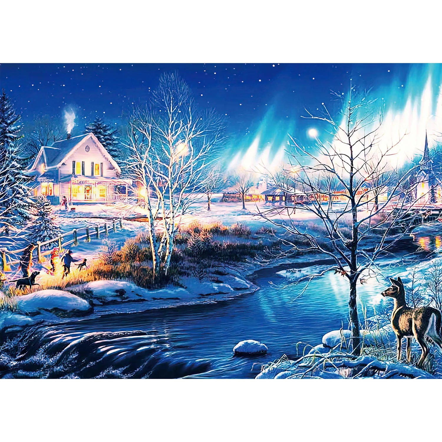 1000 Teile Puzzle - Schnee und Nordlichter