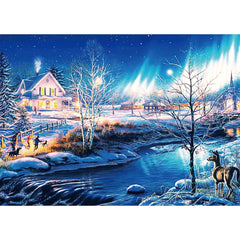1000 Teile Puzzle - Schnee und Nordlichter