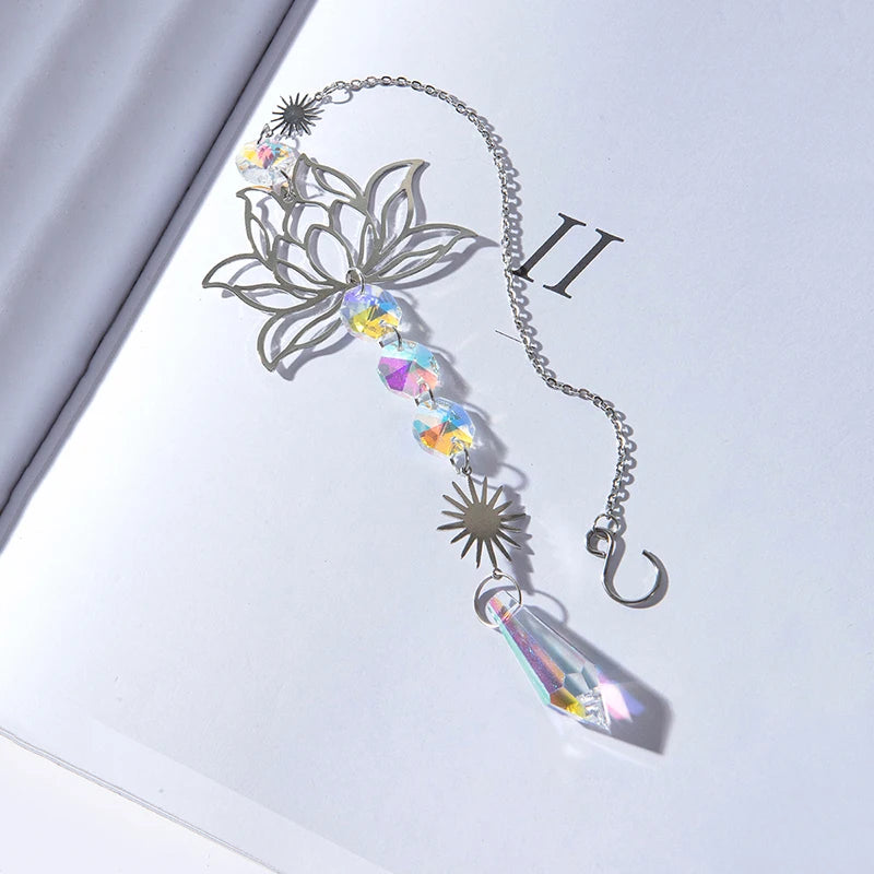 Sonnenfänger - Metall-Lotus mit Kristall