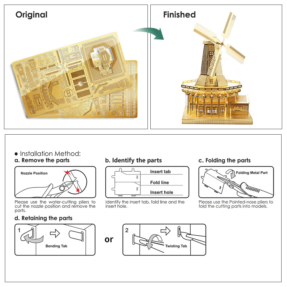 3D Metall-Puzzle - Holländische Windmühle