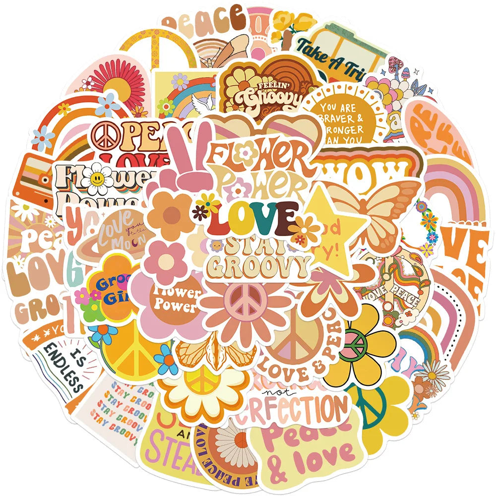 Sticker-Set - 50 Boho Hippie