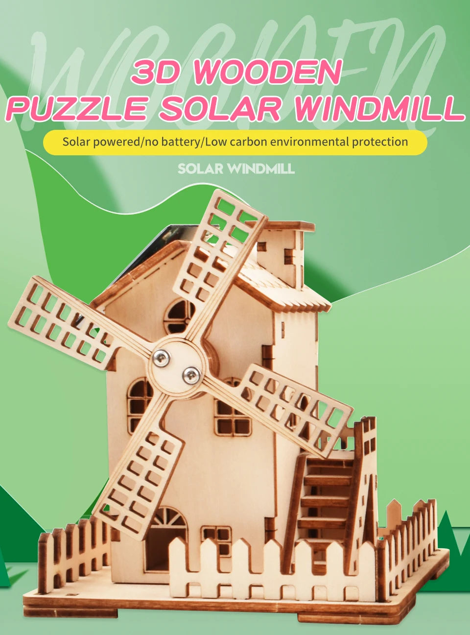 3D Holz-Puzzle - Solar-Windmühle