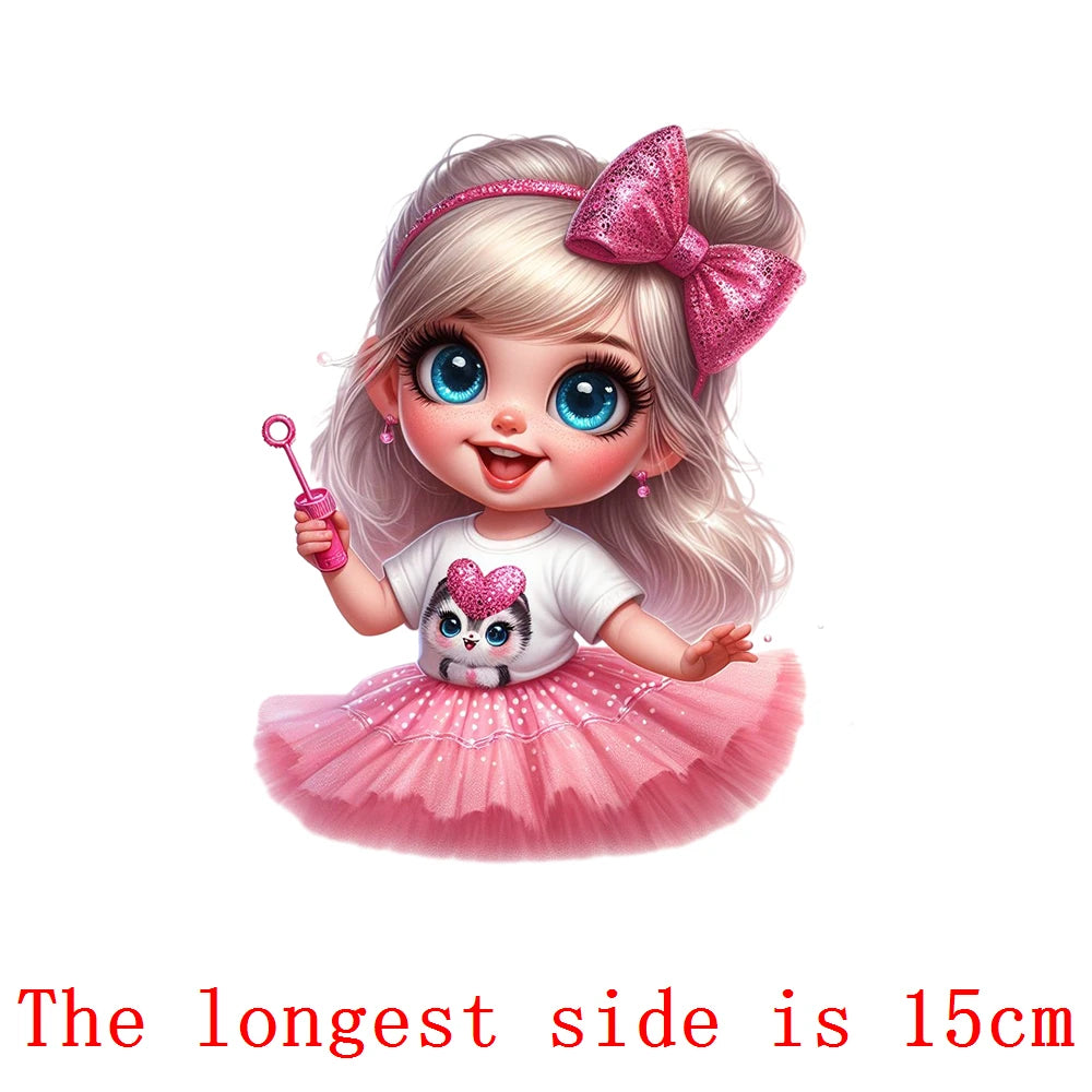 Bügelaufkleber - 15cm Rosa Prinzessin