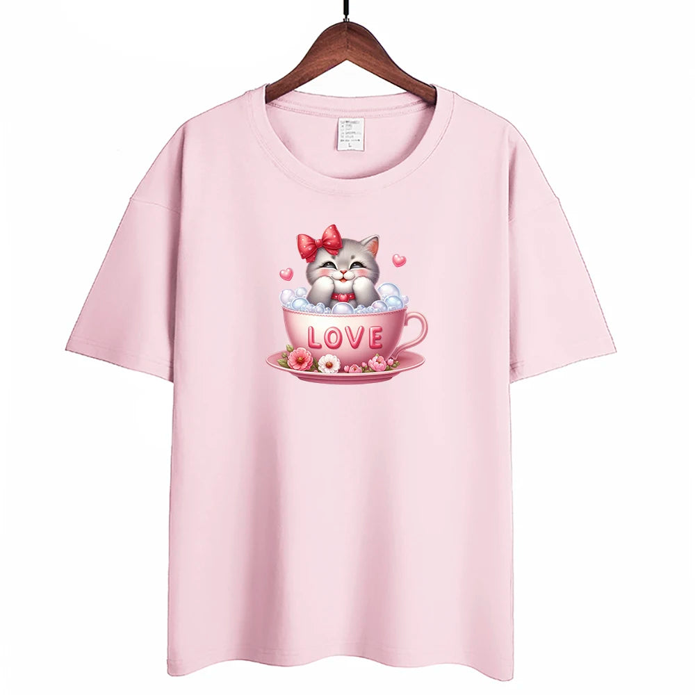 Bügelaufkleber - 15cm Katze in Tasse