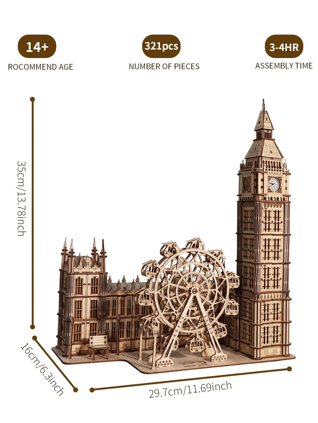 3D Holz-Puzzle - Big Ben mit Uhr