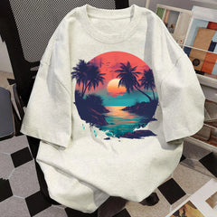 Bügelaufkleber - Strand mit Sonnenuntergang