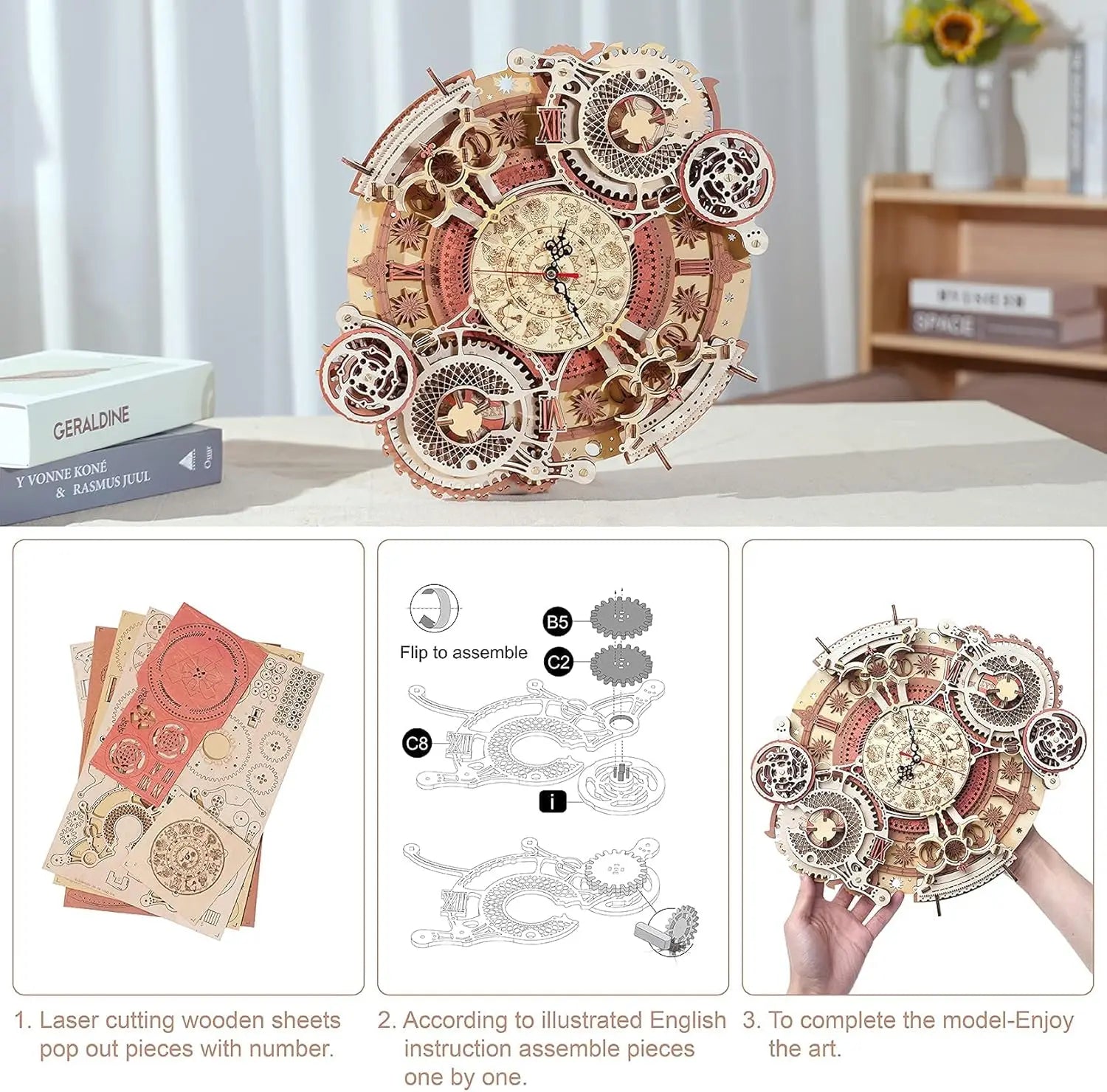 3D Holz-Puzzle - Wanduhr
