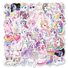Sticker-Set - Bunte Einhörner (10/30/50 Stück)