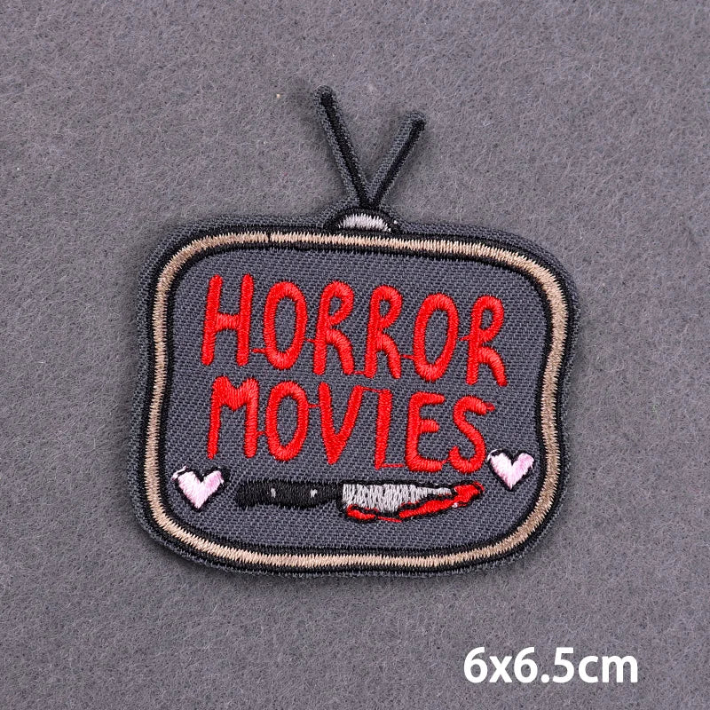 Bügelaufkleber - Horrorfilme und Rockmusik