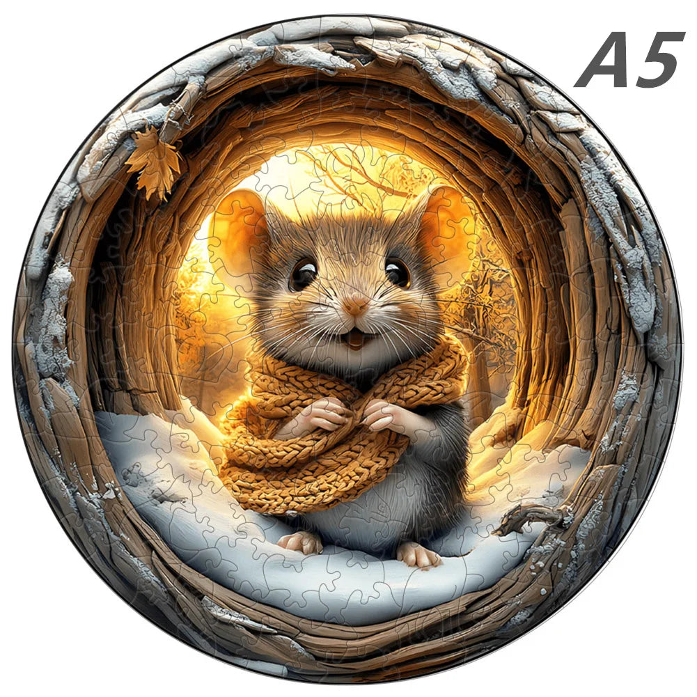 3D Holz-Puzzle - Höhleneule und Igel